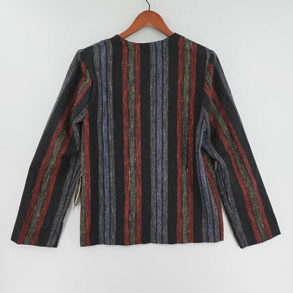 Chibaro Blazer Jacket Womens 7 Blue-Red Striped Double Breasted 80's VTG Retro - Picture 7 of 14